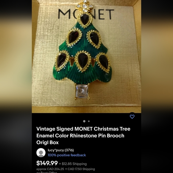Vintage Signed Monet Christmas Tree Brooch - Picture 15 of 15